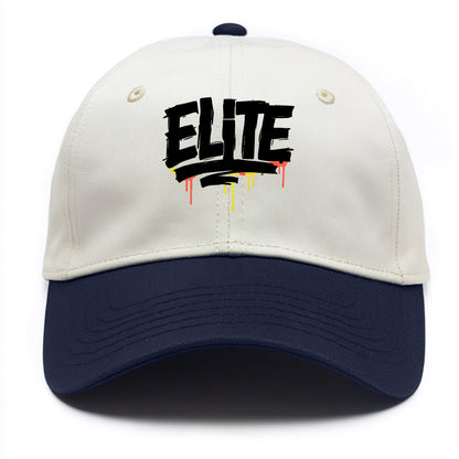 Bold typography design - "ELITE" - top tier, highest level - Two Tone Cap - Navy