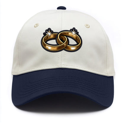 WEDDING RINGS - interlocked bands in gold , marriage - Two Tone Cap - Navy