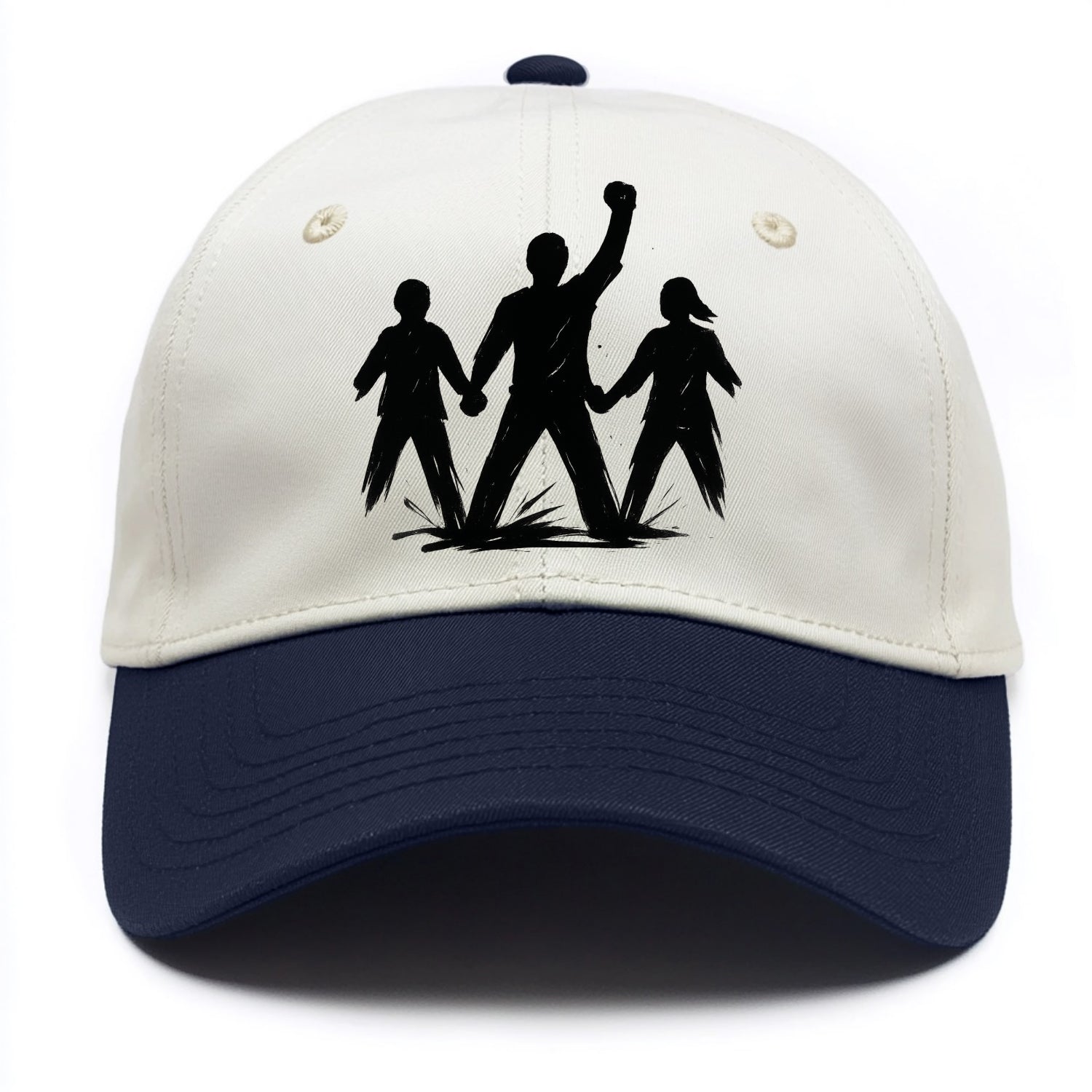 Human chain formation - unity and protection ink brushwork - Two Tone Cap - Navy