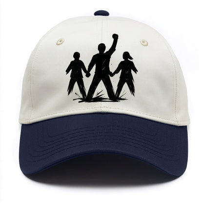 Human chain formation - unity and protection ink brushwork - Two Tone Cap - Navy