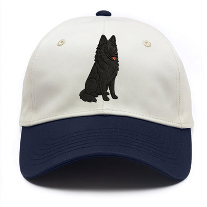 Belgian Sheepdog - Black long-haired embroidered pose - Two Tone Cap - Navy