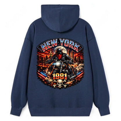 New York 1981 Biker - Classic Pullover Hoodie - Navy