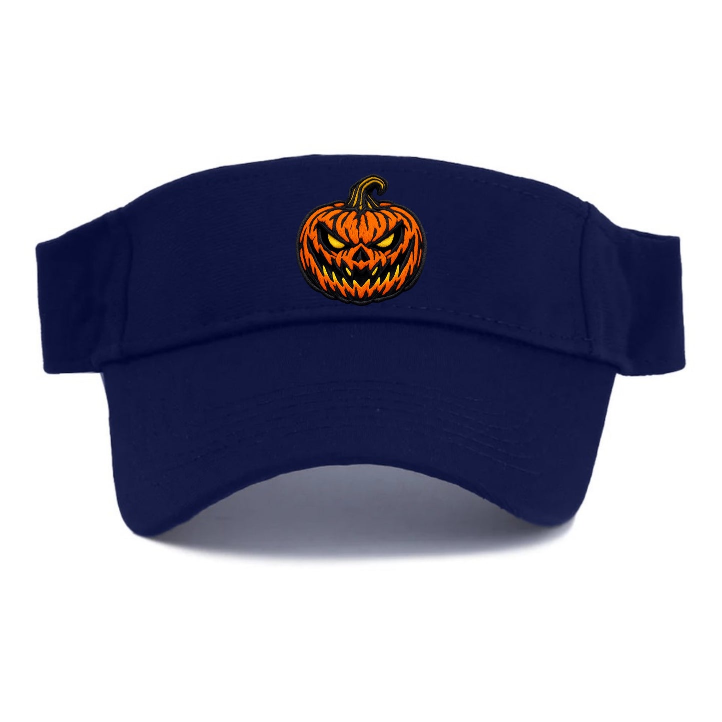 HALLOWEEN PUMPKIN - jack o lantern in orange and black , spooky - Visor - Navy
