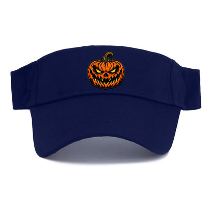 HALLOWEEN PUMPKIN - jack o lantern in orange and black , spooky - Visor - Navy