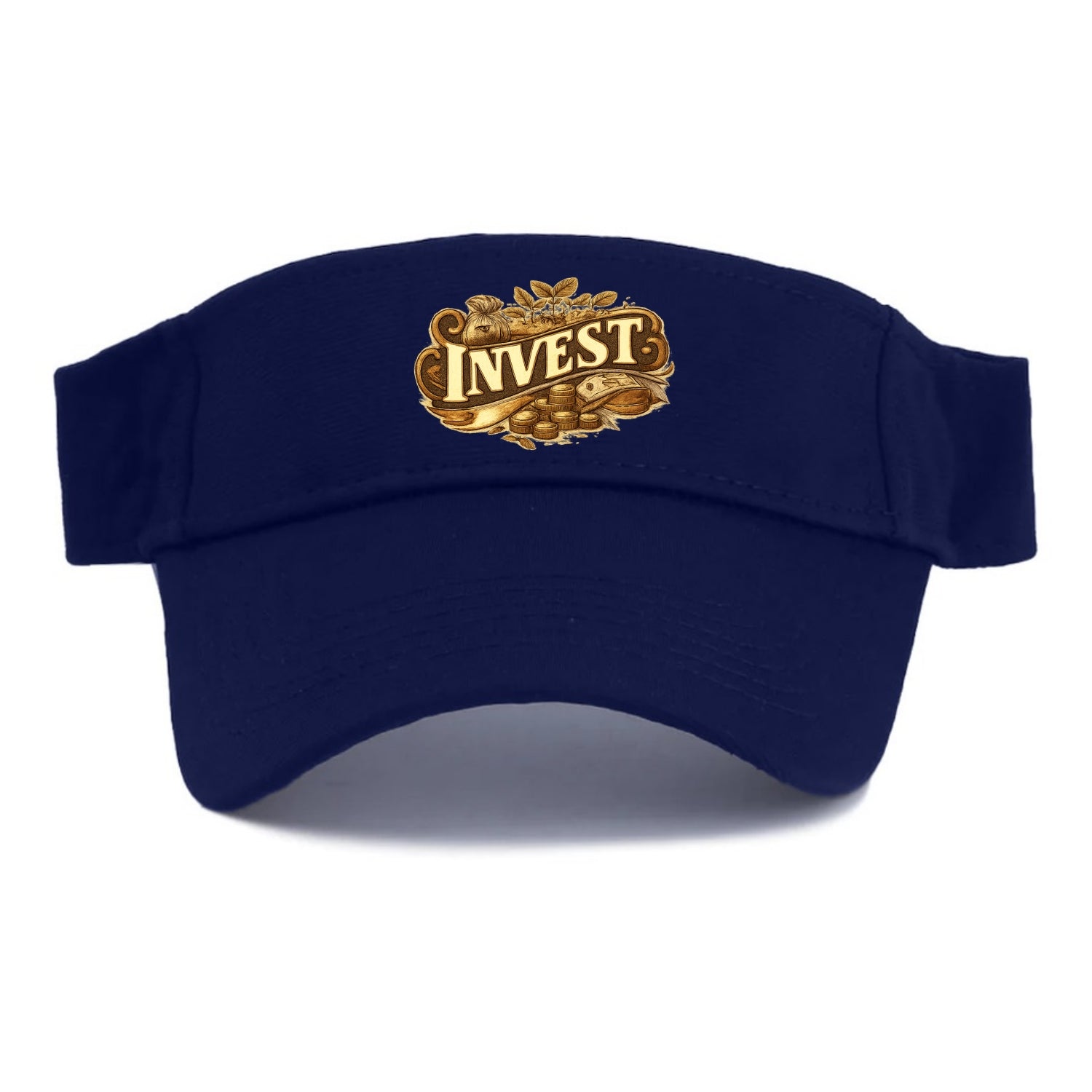 Bold typography design - "INVEST" - growing money, smart decisions - Visor - Navy