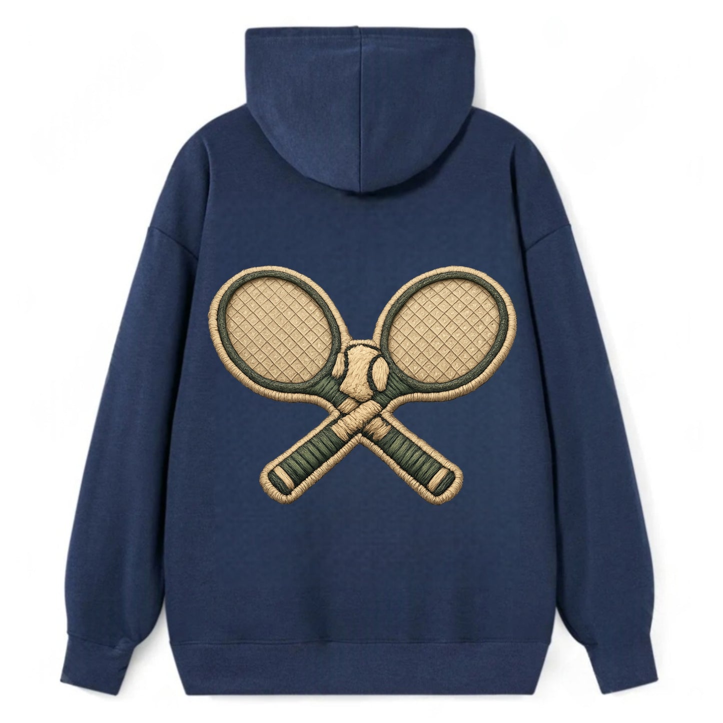 Embroidered patch design - TENNIS RACKET CROSSED - tennis rackets with - Classic Pullover Hoodie - Navy