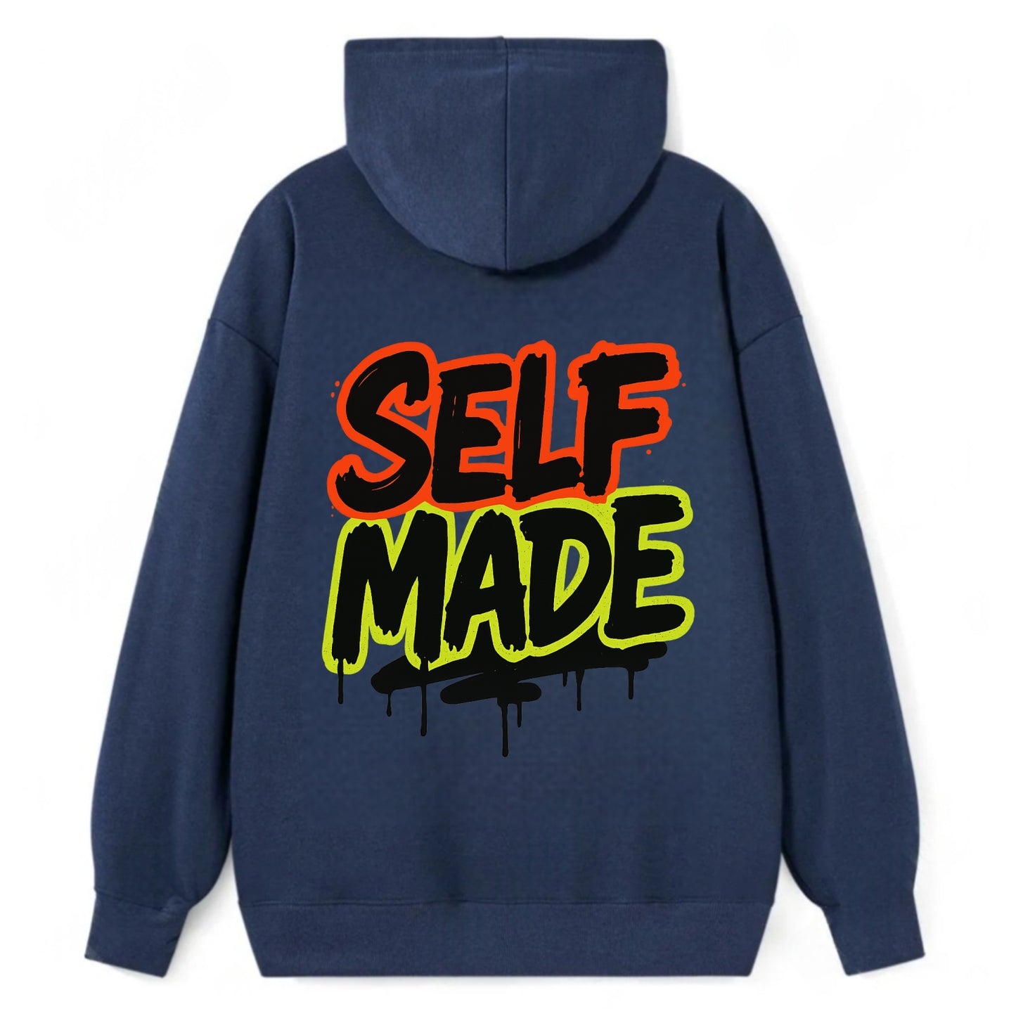 Bold typography design - "SELF MADE" - built from nothing, earned success - Classic Pullover Hoodie - Navy