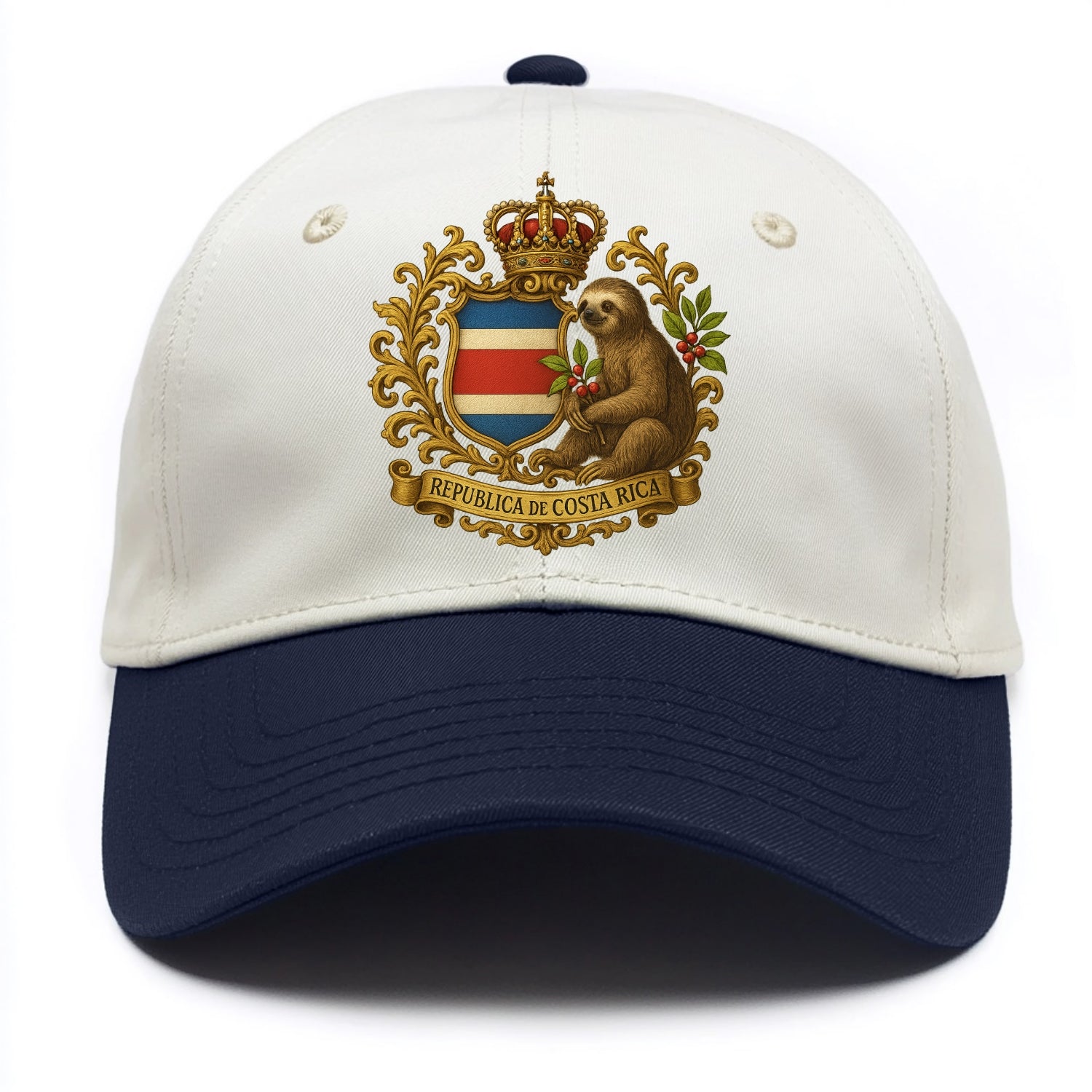 Costa Rica Sloth Emblem  - Two Tone Cap - Navy