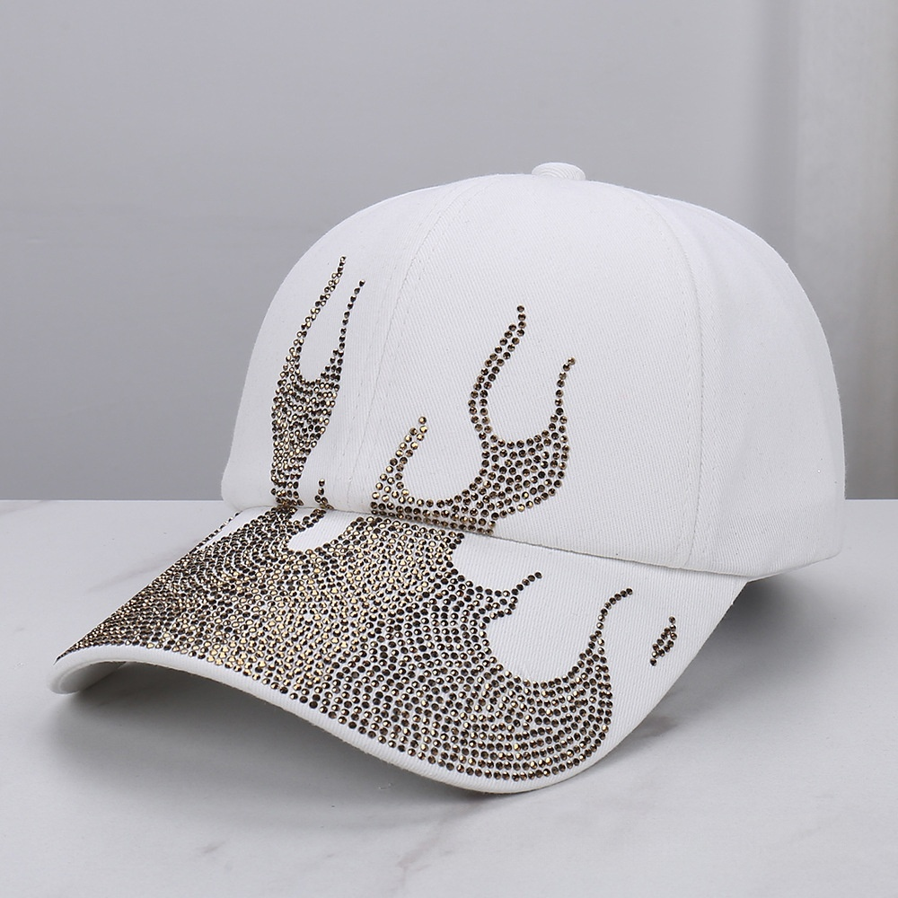 Rhinestone Flame Baseball Cap Bling Bling Fire Pattern Diamond Hat