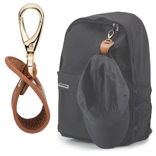 Leather Hat Clip for Travel & Outdoor Use – Portable Hat Holder for Baseball Caps, Summer Hats, and Snapbacks – Perfect for Backpacks, Bags, and On-the-Go Convenience