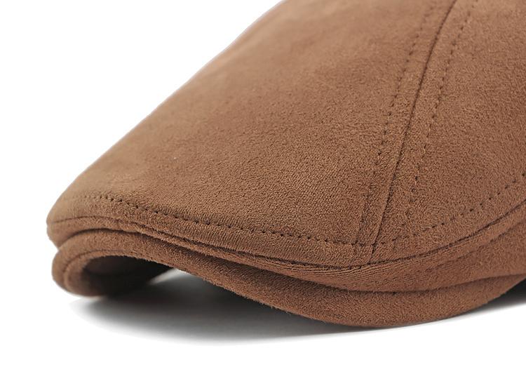 Pandaize Classic Suede Flat Cap – Unisex Vintage Beret Hat, British Style Newsboy Cap for Men & Women, Casual Autumn/Spring Wear