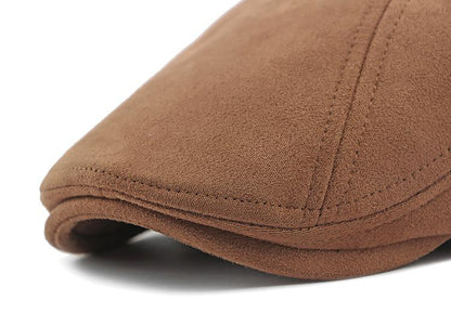 Pandaize Classic Suede Flat Cap – Unisex Vintage Beret Hat, British Style Newsboy Cap for Men & Women, Casual Autumn/Spring Wear