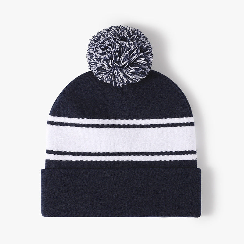 Preppy Tie-Dye Knit Beanie with Pom Pom - Ear Warmers for Autumn & Winter Outdoor Wear