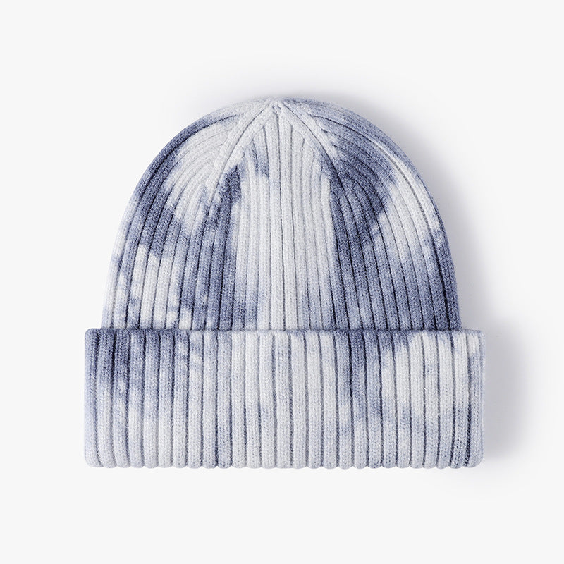 Tie-Dye Knit Beanie for Autumn & Winter – Wide Brim, Ear Warmers, Windproof for Outdoor & Gatherings