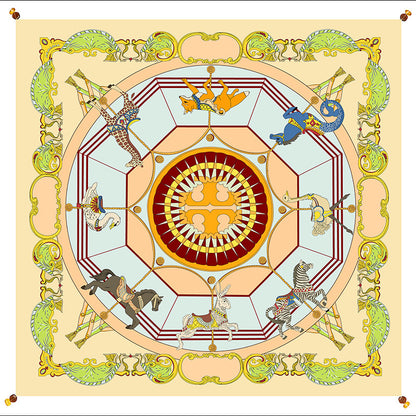 Silk Scarf, Printed Square Silk Twill Bandana, High-End Luxury Mulberry Silk Small Square Scarf for Packaging & Fashion