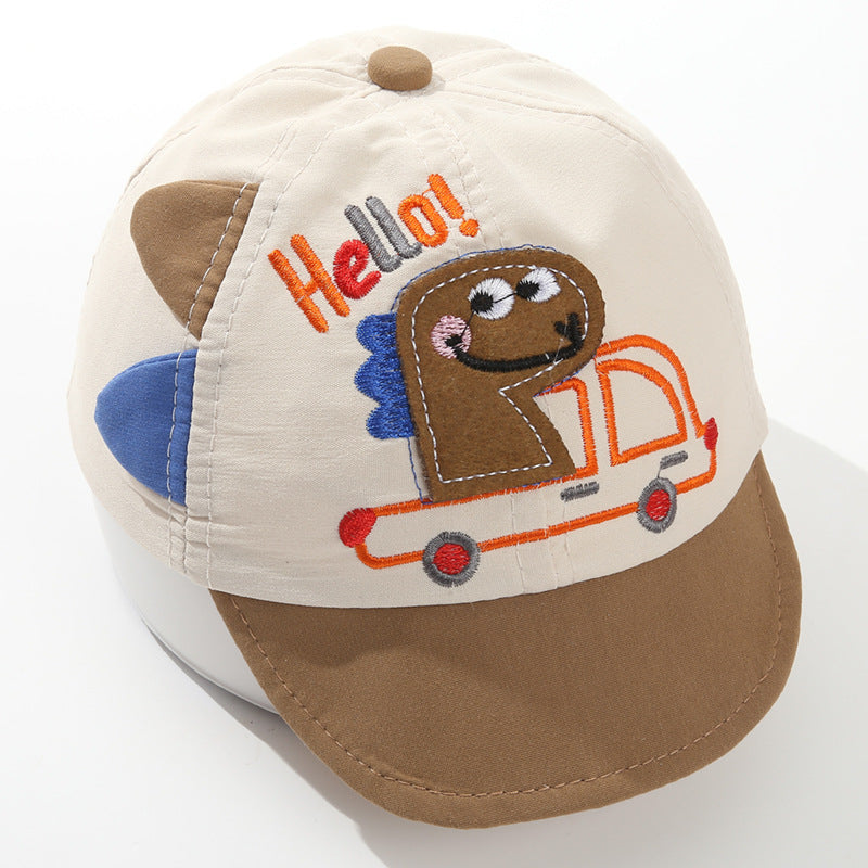 Pandaize Kids Dinosaur Baseball Cap - Cute Cartoon Embroidered Soft Brim Duckbill Hat for Baby & Toddler, Sun Protection, Colorful Adjustable Cap for Boys & Girls