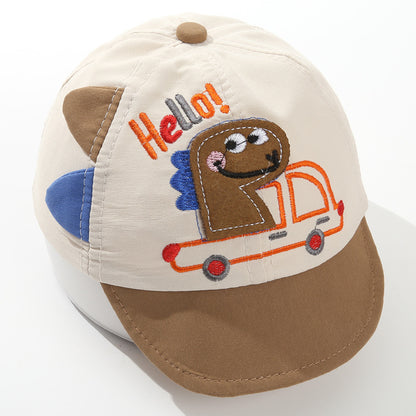 Pandaize Kids Dinosaur Baseball Cap - Cute Cartoon Embroidered Soft Brim Duckbill Hat for Baby & Toddler, Sun Protection, Colorful Adjustable Cap for Boys & Girls