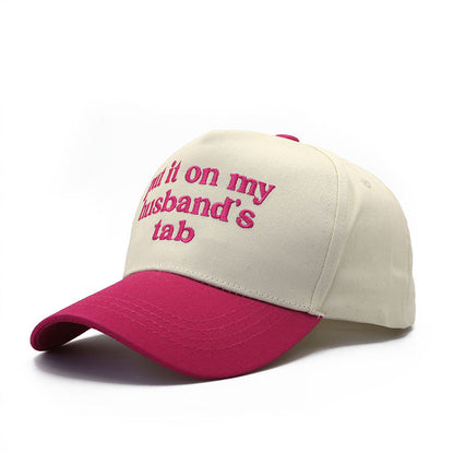 Put It On My Husband's Tab'Embroidered Baseball Cap Funny Mom Hat with Contrast Brim