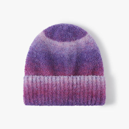"Winter Gradient Color Women's Warm Fleece Outdoor Knit Hat - Stylish, Versatile, Brimless Design" Purple Hat - Size undefined