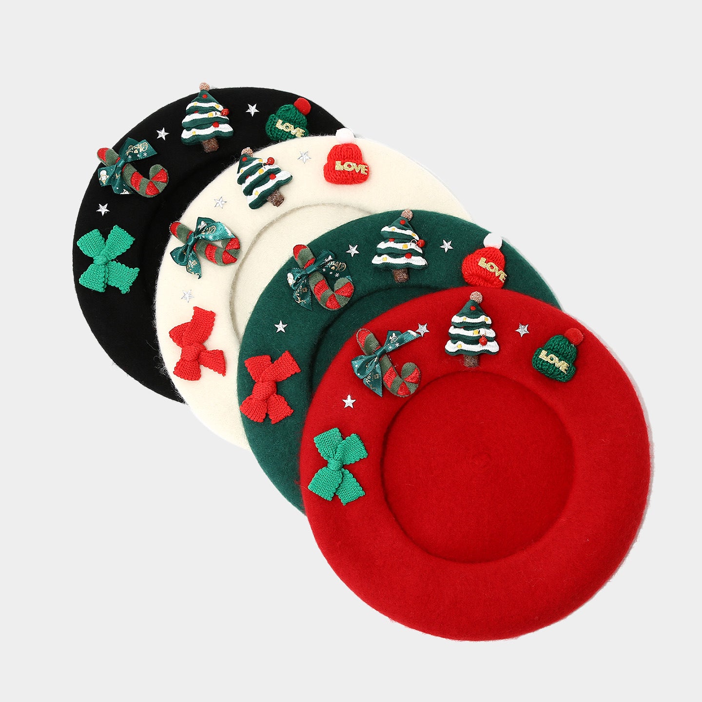 Winter Faux Rabbit Fur Beret - Christmas Themed, Wide Brim, Warm for Commute & Festive Events