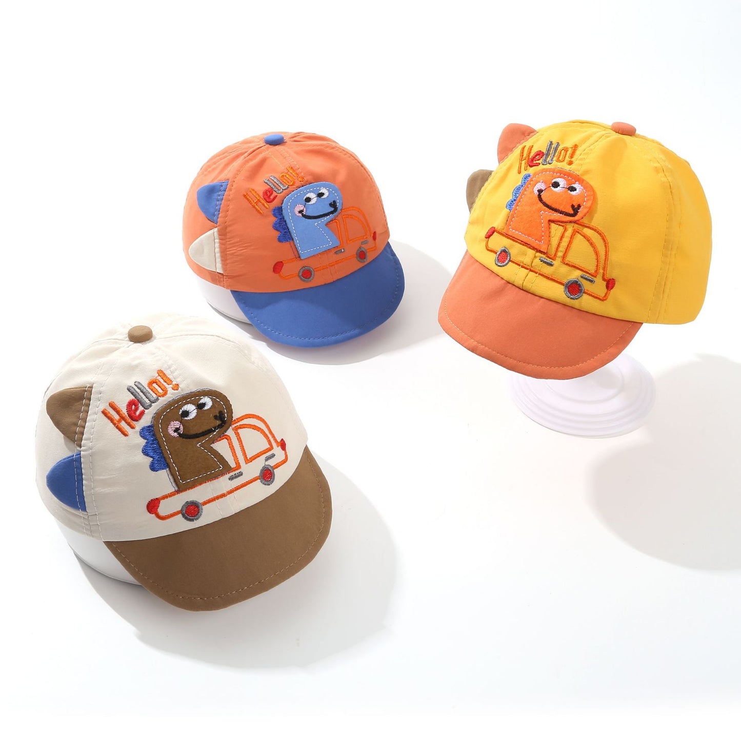 Pandaize Kids Dinosaur Baseball Cap - Cute Cartoon Embroidered Soft Brim Duckbill Hat for Baby & Toddler, Sun Protection, Colorful Adjustable Cap for Boys & Girls