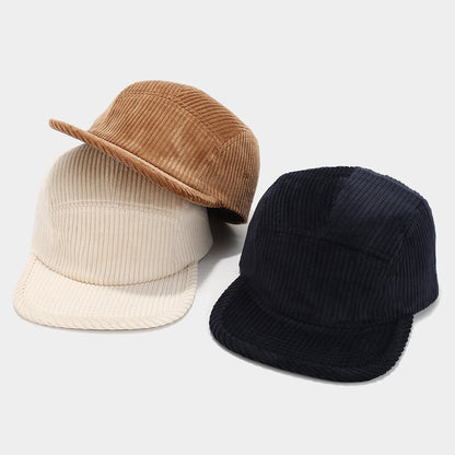 Retro 5-Panel Corduroy Cap – Solid Color, Unisex Fall & Winter Streetwear Hat