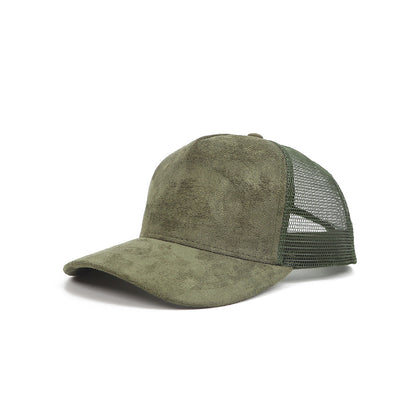 Pandaize Suede Mesh Trucker Cap – Premium Soft Faux Suede Baseball Hat with Breathable Mesh Back, Adjustable Snapback Fit