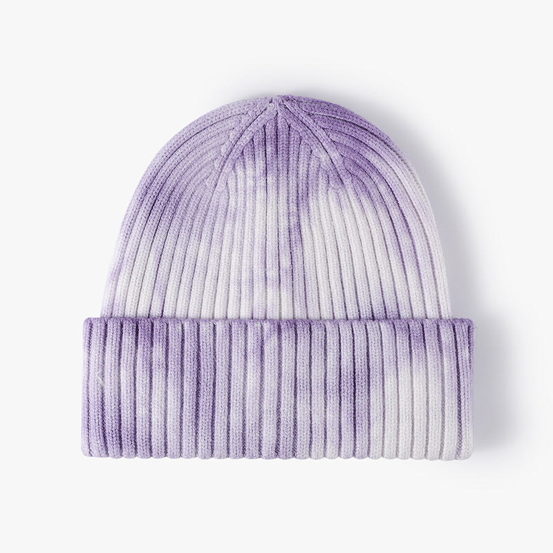Tie-Dye Knit Beanie for Autumn & Winter – Wide Brim, Ear Warmers, Windproof for Outdoor & Gatherings