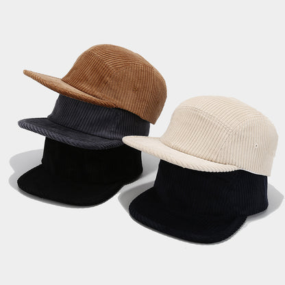 Retro 5-Panel Corduroy Cap – Solid Color, Unisex Fall & Winter Streetwear Hat