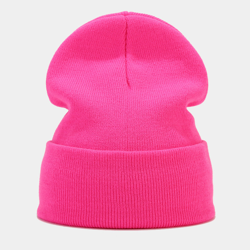 "High-Quality Knit Beanie for Men and Women - Stylish Outdoor Cold Hat for Fall/Winter, Solid Color, Trendy Warmth, Light Layers" 荧光玫红色 Hat - Size undefined