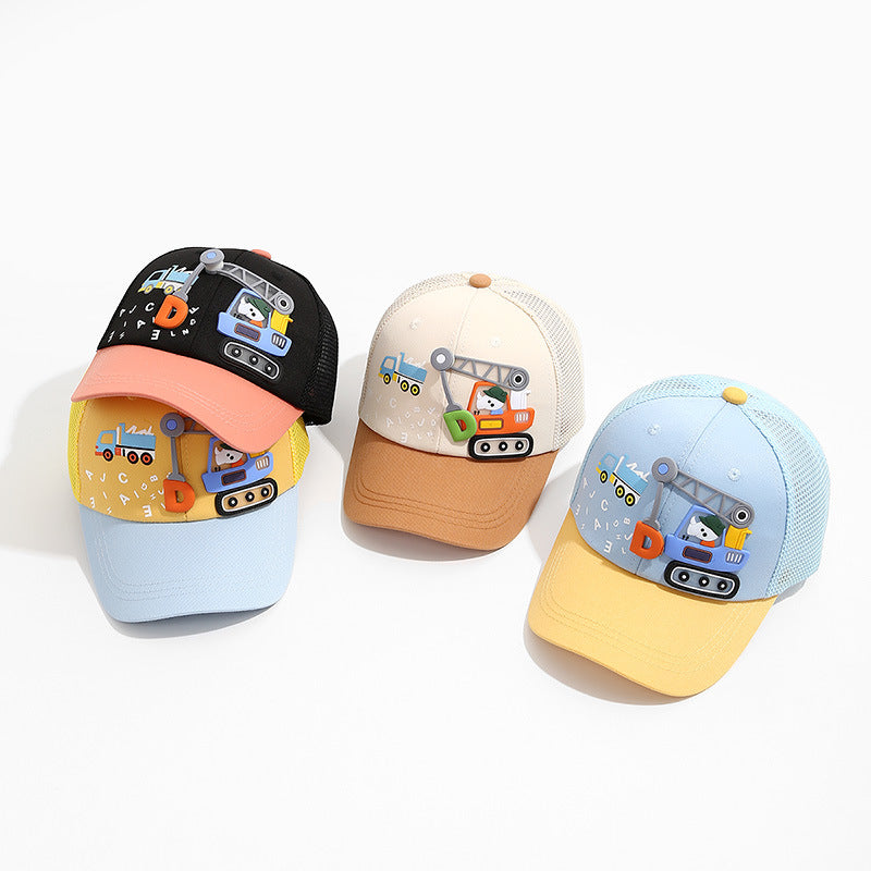 Pandaize キッズ ベースボールキャップ - かわいい漫画柄 調節可能なサンハット 男の子と女の子用 通気性メッシュ 夏用 日焼け防止 子供用帽子 (3～10歳)