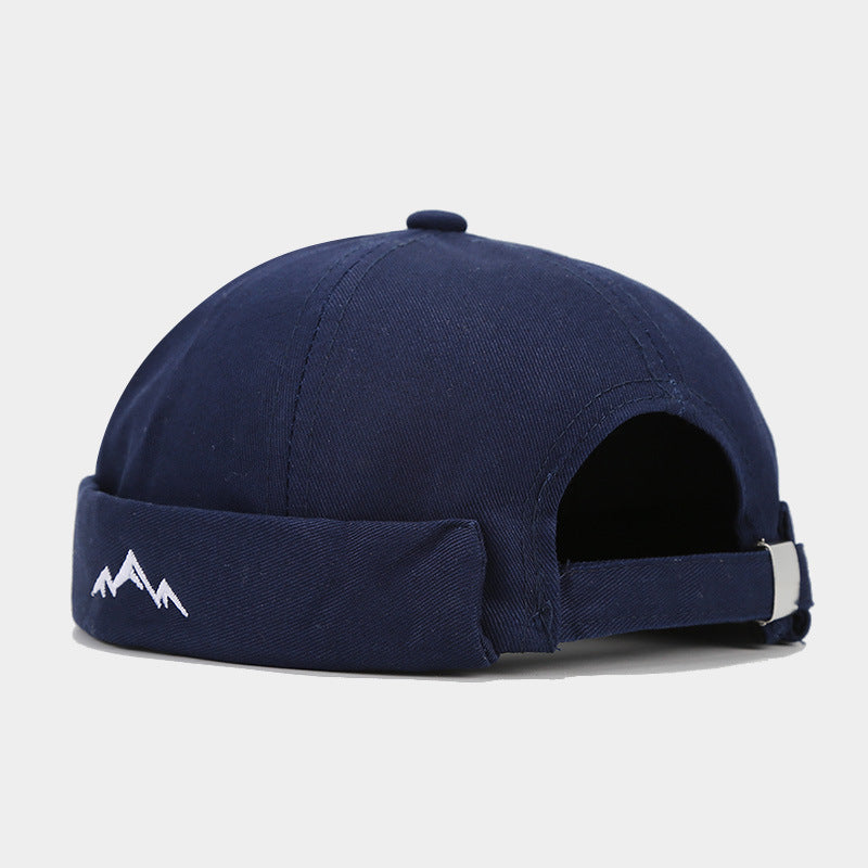 "Mountain Embroidered Round Top Hip-Hop Hat - Unisex Urban Streetwear with Vintage Flair" Navy Blue Hat - Size undefined
