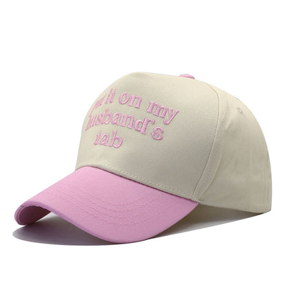 Put It On My Husband's Tab'Embroidered Baseball Cap Funny Mom Hat with Contrast Brim