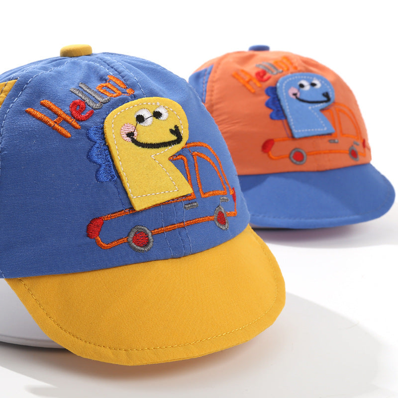 Pandaize Kids Dinosaur Baseball Cap - Cute Cartoon Embroidered Soft Brim Duckbill Hat for Baby & Toddler, Sun Protection, Colorful Adjustable Cap for Boys & Girls