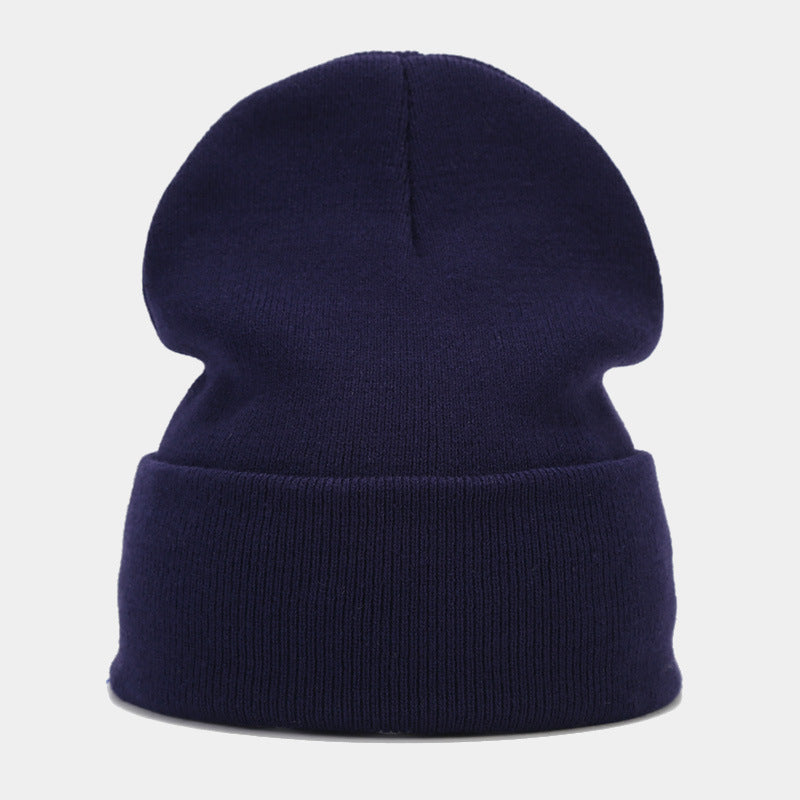 "High-Quality Knit Beanie for Men and Women - Stylish Outdoor Cold Hat for Fall/Winter, Solid Color, Trendy Warmth, Light Layers" Navy Blue Hat - Size undefined