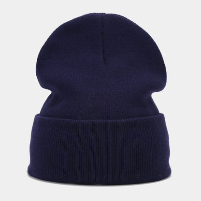 "High-Quality Knit Beanie for Men and Women - Stylish Outdoor Cold Hat for Fall/Winter, Solid Color, Trendy Warmth, Light Layers" Navy Blue Hat - Size undefined