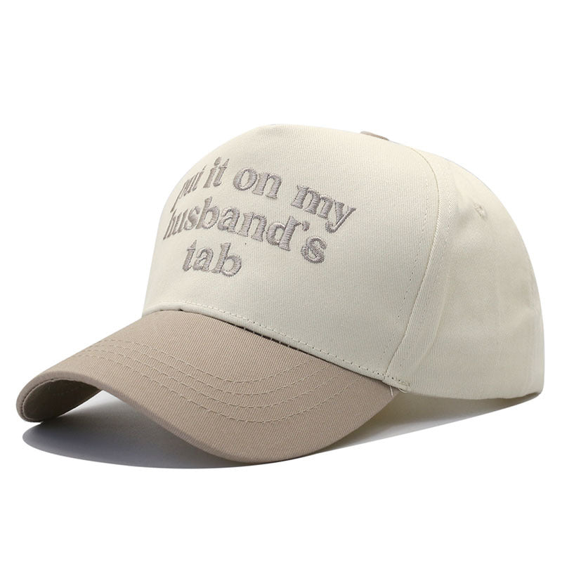 Put It On My Husband's Tab'Embroidered Baseball Cap Funny Mom Hat with Contrast Brim