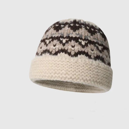 Fisherman Beanie Winter Knitted Cap - Thermal Acrylic Cotton Blend Outdoor Ski Hat for Cycling Hiking
