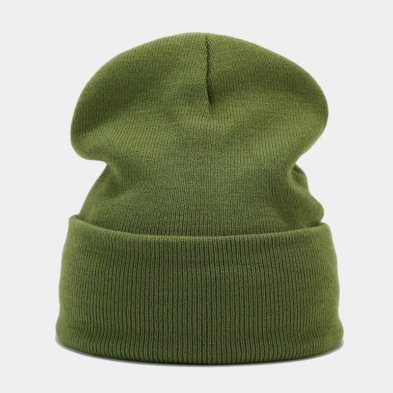 "High-Quality Knit Beanie for Men and Women - Stylish Outdoor Cold Hat for Fall/Winter, Solid Color, Trendy Warmth, Light Layers" Army Green Hat - Size undefined