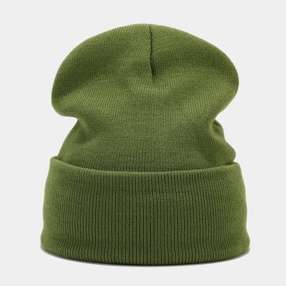 "High-Quality Knit Beanie for Men and Women - Stylish Outdoor Cold Hat for Fall/Winter, Solid Color, Trendy Warmth, Light Layers" Army Green Hat - Size undefined