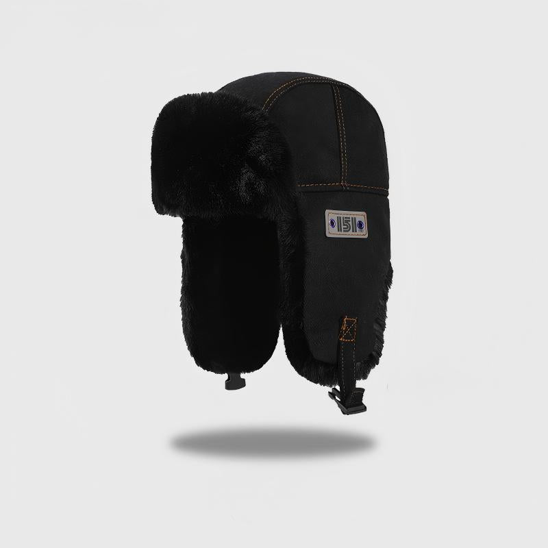 Unisex Winter Windproof Ear Flap Hat - Thermal Cotton-Polyester Blend - Adjustable Fur-Lined Cold Weather Cap