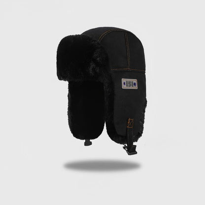 Unisex Winter Windproof Ear Flap Hat - Thermal Cotton-Polyester Blend - Adjustable Fur-Lined Cold Weather Cap