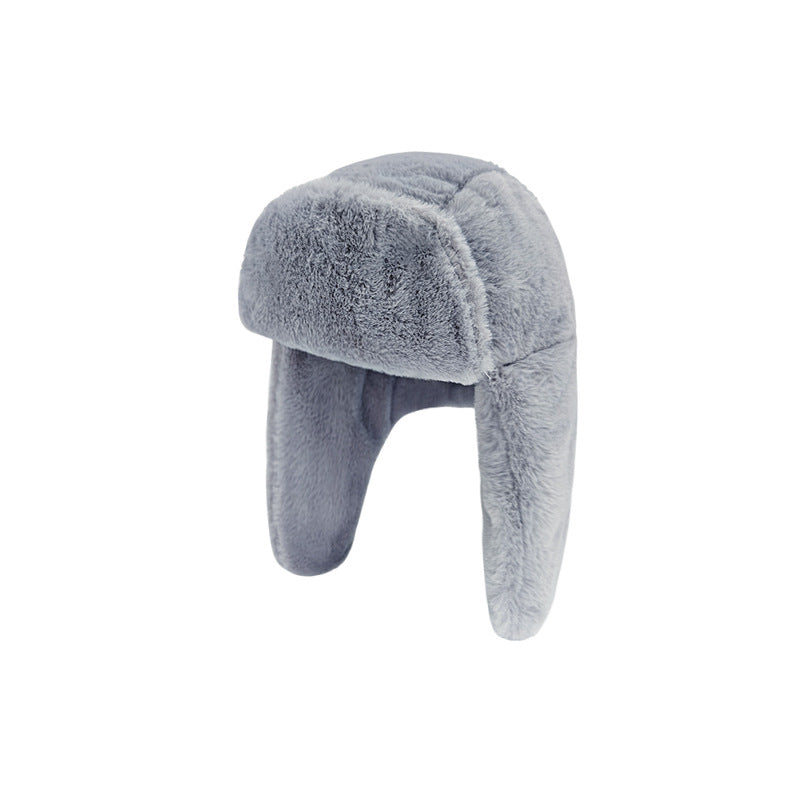 "Winter New Arrival Cotton Hat for Outdoor Cycling - Windproof, Thickened with Rabbit Fur Ear Protection, Cozy Northeastern Style" Grey Hat - Size undefined