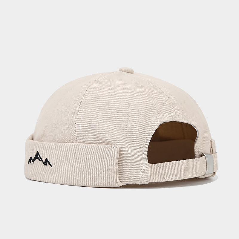 "Mountain Embroidered Round Top Hip-Hop Hat - Unisex Urban Streetwear with Vintage Flair" Off White Hat - Size undefined