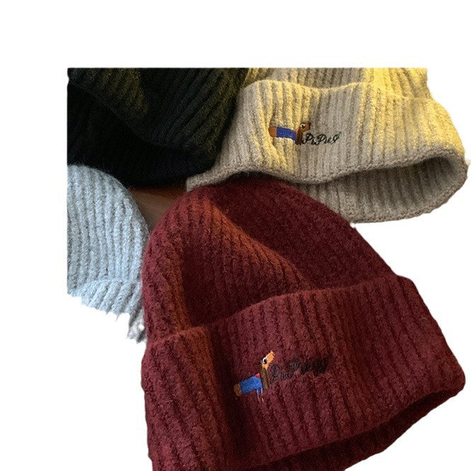 Vintage Animal Embroidered Hat - Winter Windproof Ear Protection Cotton Cap - Unisex Cold Weather Outdoor Beanie