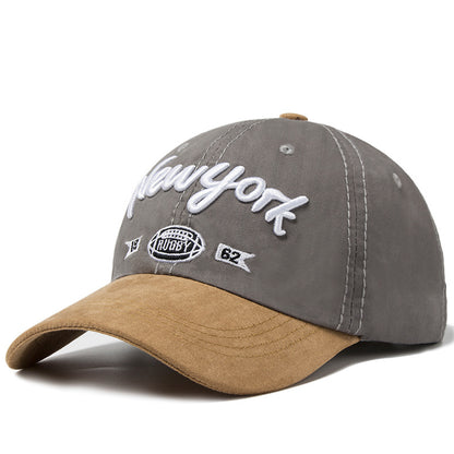 Vintage New York Rugby Baseball Cap - Washed Cotton Embroidered 'NY' Script Hat with 1962 Flags