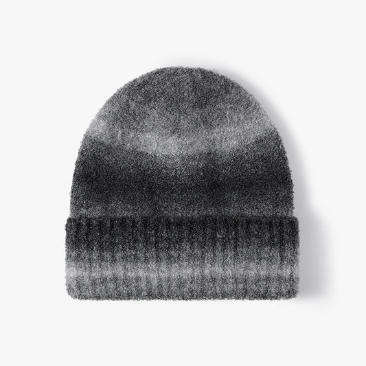 "Winter Gradient Color Women's Warm Fleece Outdoor Knit Hat - Stylish, Versatile, Brimless Design" Black Hat - Size undefined