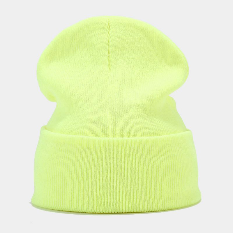 "High-Quality Knit Beanie for Men and Women - Stylish Outdoor Cold Hat for Fall/Winter, Solid Color, Trendy Warmth, Light Layers" 荧光黄色 Hat - Size undefined