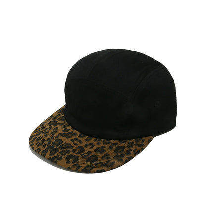 5-Panel Leopard Print Camp Cap – Adjustable Metal Buckle, Unisex Streetwear Hat for Casual & Bold Style