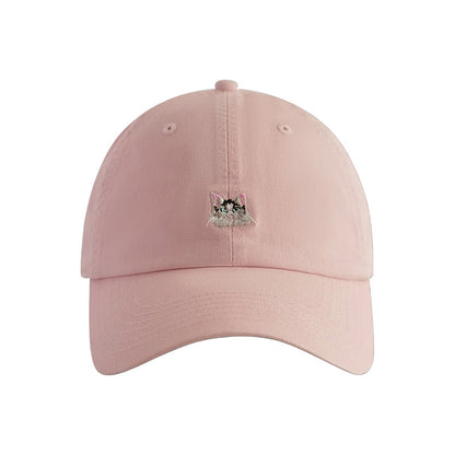 Pandaize Embroidered Cute Cat Soft Top Baseball Cap - Adjustable Unisex Cotton Casual Hat for Women & Men